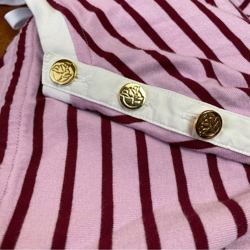 Draper James Tie Waist Dark Pink Mariner Striped T-Shirt Dress - Picture 5 of 10